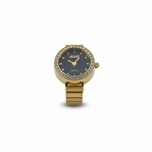 Royal Black Dial Adjustable Ring Watch