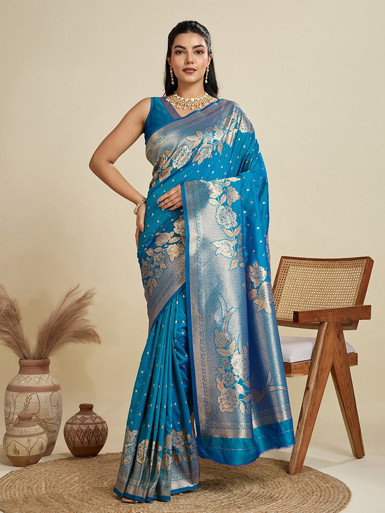 Kanjivaram Silk Designer Saree – Light Blue