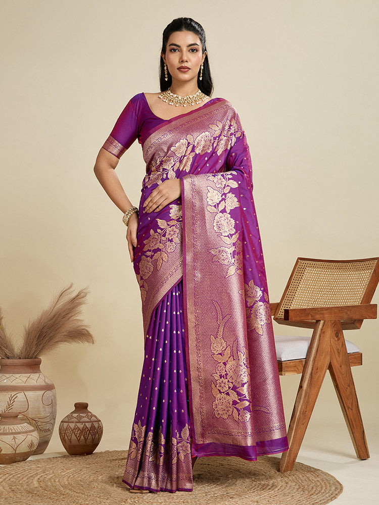 Kanjivaram Silk Designer Saree – Light Purple