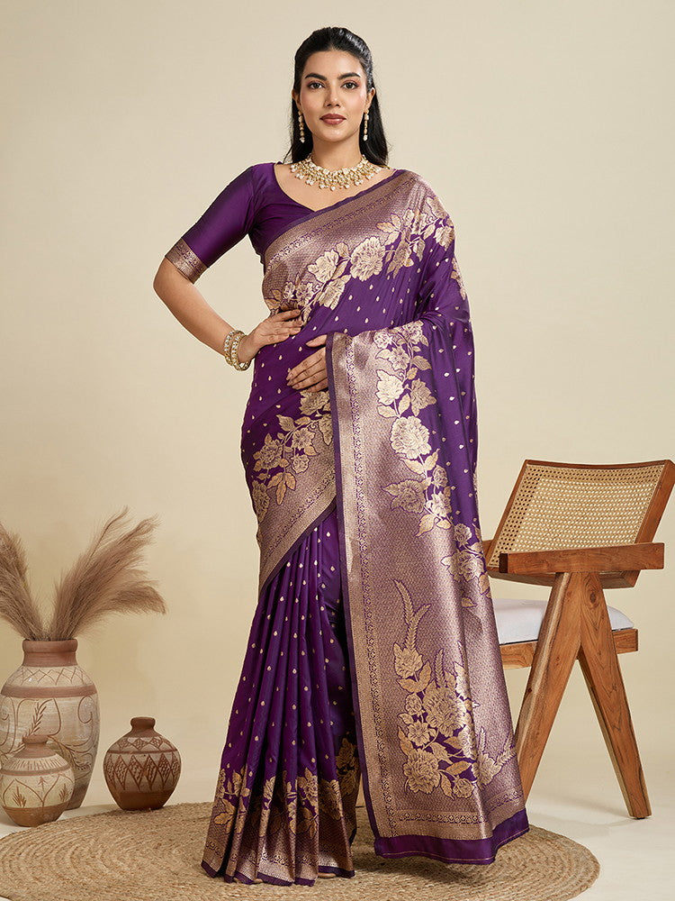 Kanjivaram Silk Designer Saree – Purple