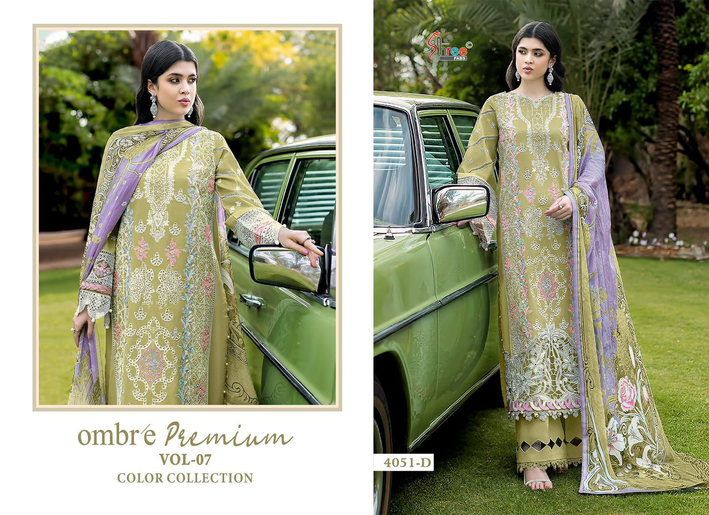 Pakistani Suit with Dupatta - Olive