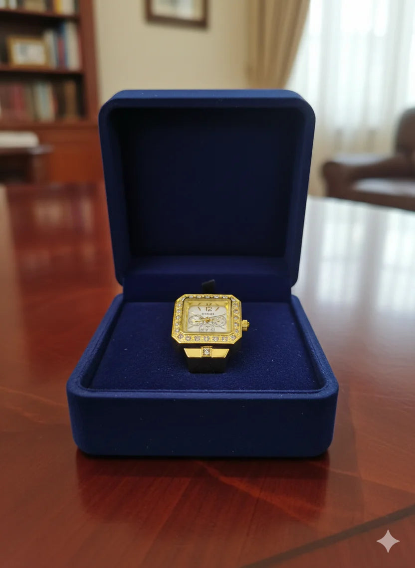 Luxury Square Dial Adjustable Ring Watch