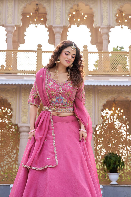 Bridal Special Lehenga Choli Set - Pink