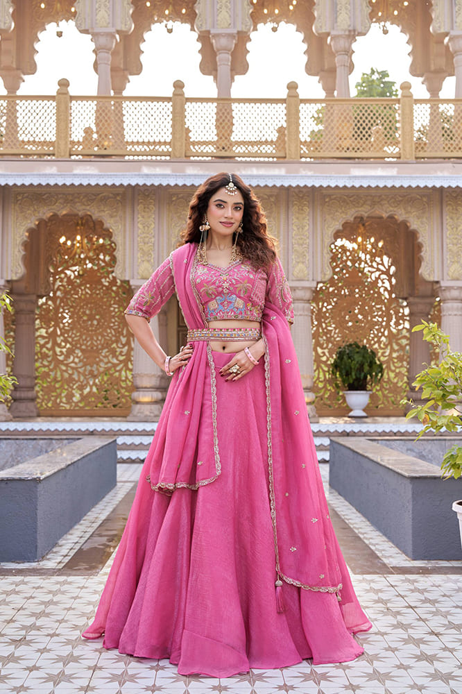 Bridal Special Lehenga Choli Set - Pink