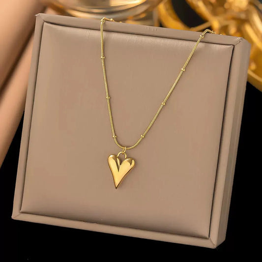 Twin Heart Glow Anti-Tarnish Chain Pendant