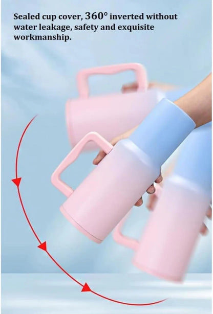 1.2L Stainless Steel Insulated Tumbler with Handle & Straw – Leakproof Summer Hydration Cup