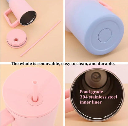 1.2L Stainless Steel Insulated Tumbler with Handle & Straw – Leakproof Summer Hydration Cup