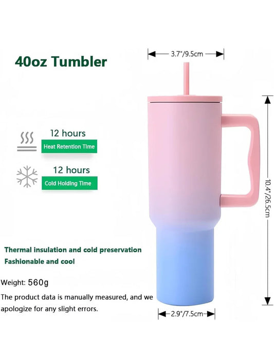 1.2L Stainless Steel Insulated Tumbler with Handle & Straw – Leakproof Summer Hydration Cup